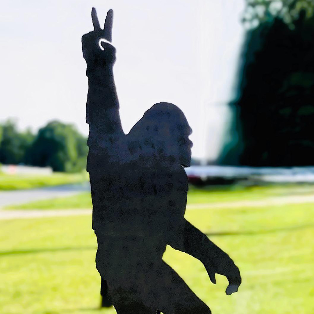 A metal cutout of Big Foot for naming contest.